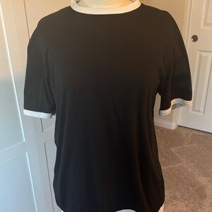 Men's Black Ringer Crew Neck Shirt with White Trim